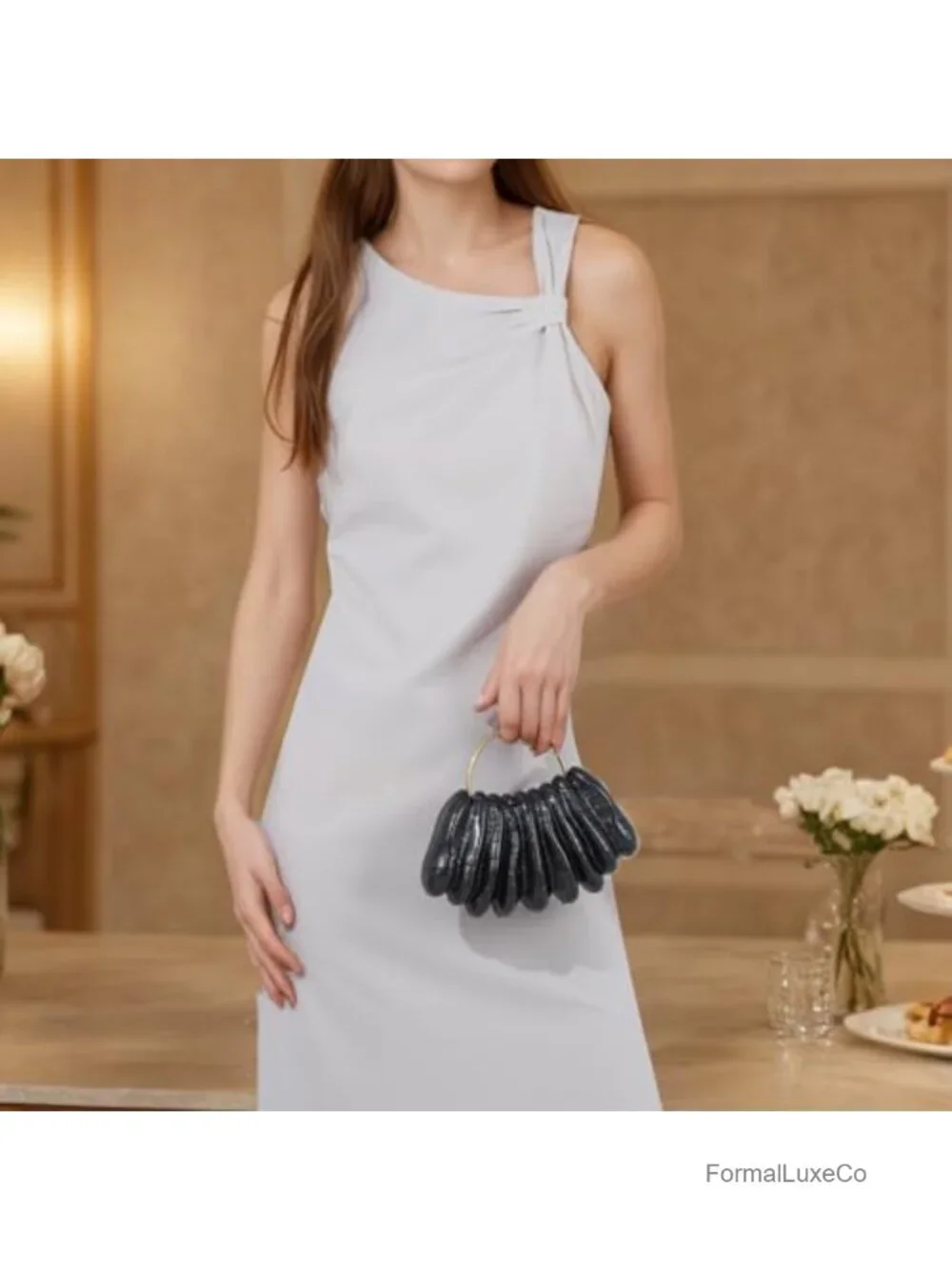 Shell Clutch Purse Formal Acrylic Handbag Wedding Evening Bag Chain Party Purse
